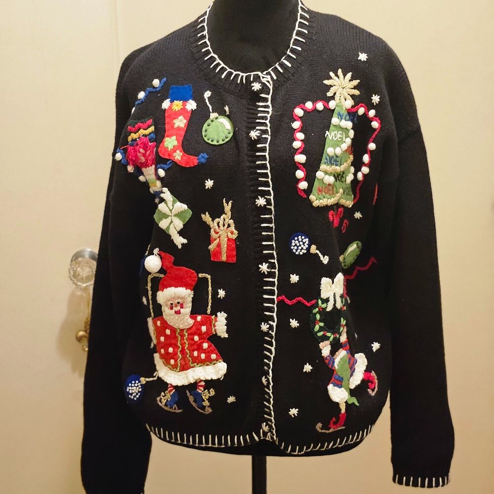 Heirloom Collectibles 3D Y2K Christmas Sweater Black M/S
